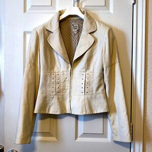 Nanette Lepore Piqué Cotton Blazer in Cream